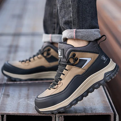 Men's Orthopedic Protective Hiking/Work Boots - Waterproof, Slip-resistant, Impact-resistant, Puncture-resistant - Wide toe box, Arch Support, Ankle Support