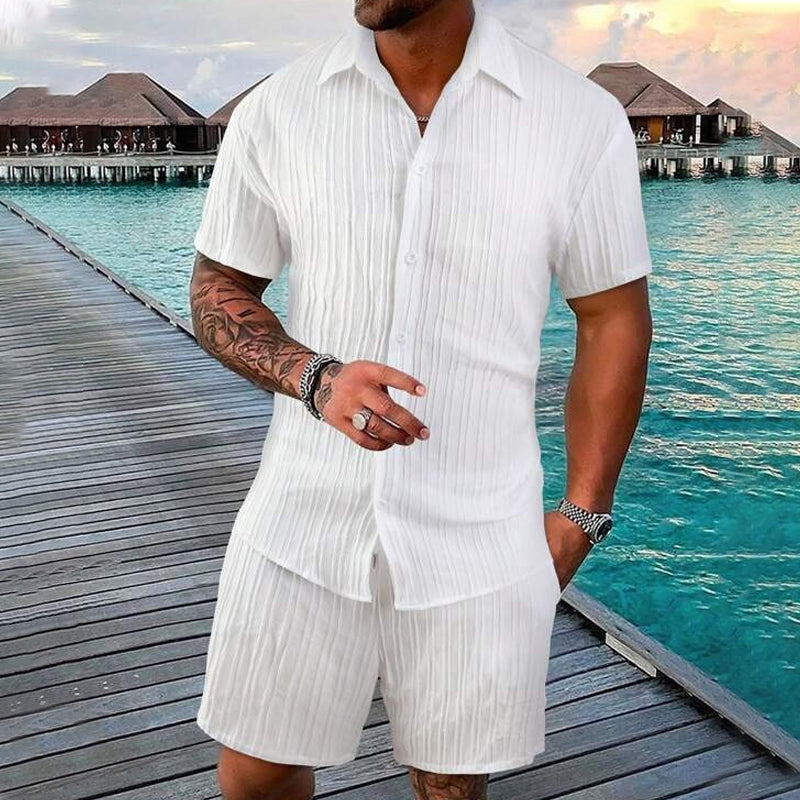 Men's Casual Set –Sleeve Shirt & Shorts, Loose and Comfortable for the Beach and Leisure 👕👖