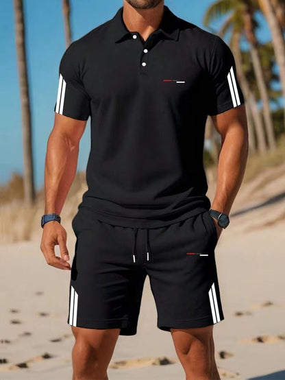 Men's Casual Short-Sleeve Shorts Set