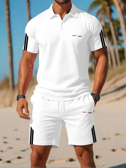 Men's Casual Short-Sleeve Shorts Set