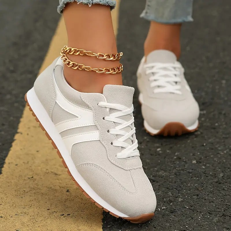 Solid Color Low Top Lace-up Sneakers