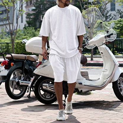 Men's Casual Solid Color Two-Piece Shorts Set