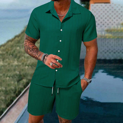 Men's Casual Set –Sleeve Shirt & Shorts, Loose and Comfortable for the Beach and Leisure 👕👖