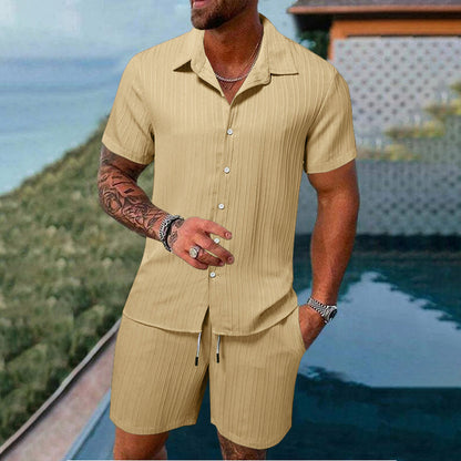 Men's Casual Set –Sleeve Shirt & Shorts, Loose and Comfortable for the Beach and Leisure 👕👖
