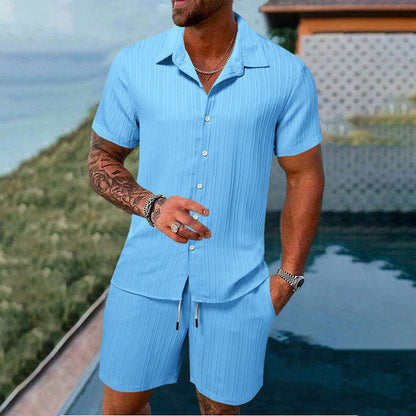 Men's Casual Set –Sleeve Shirt & Shorts, Loose and Comfortable for the Beach and Leisure 👕👖