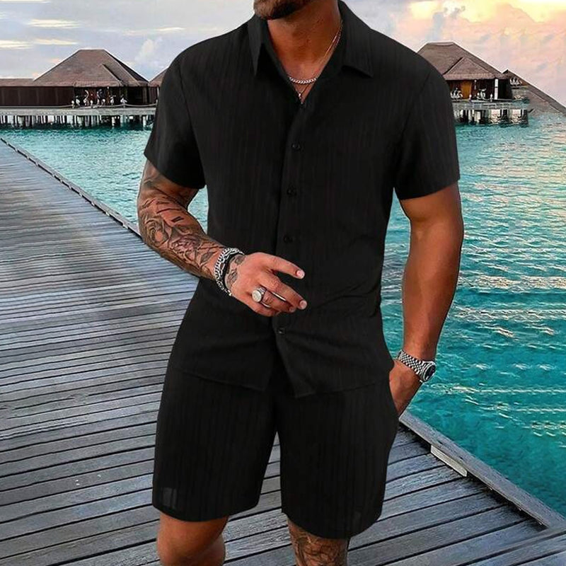 Men's Casual Set –Sleeve Shirt & Shorts, Loose and Comfortable for the Beach and Leisure 👕👖