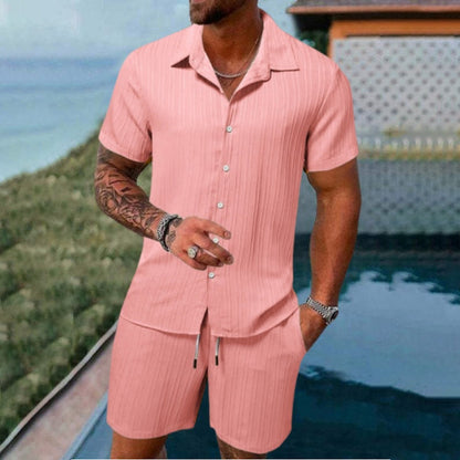 Men's Casual Set –Sleeve Shirt & Shorts, Loose and Comfortable for the Beach and Leisure 👕👖