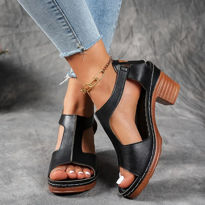 Women’s Chunky Heel Cutout Sandals