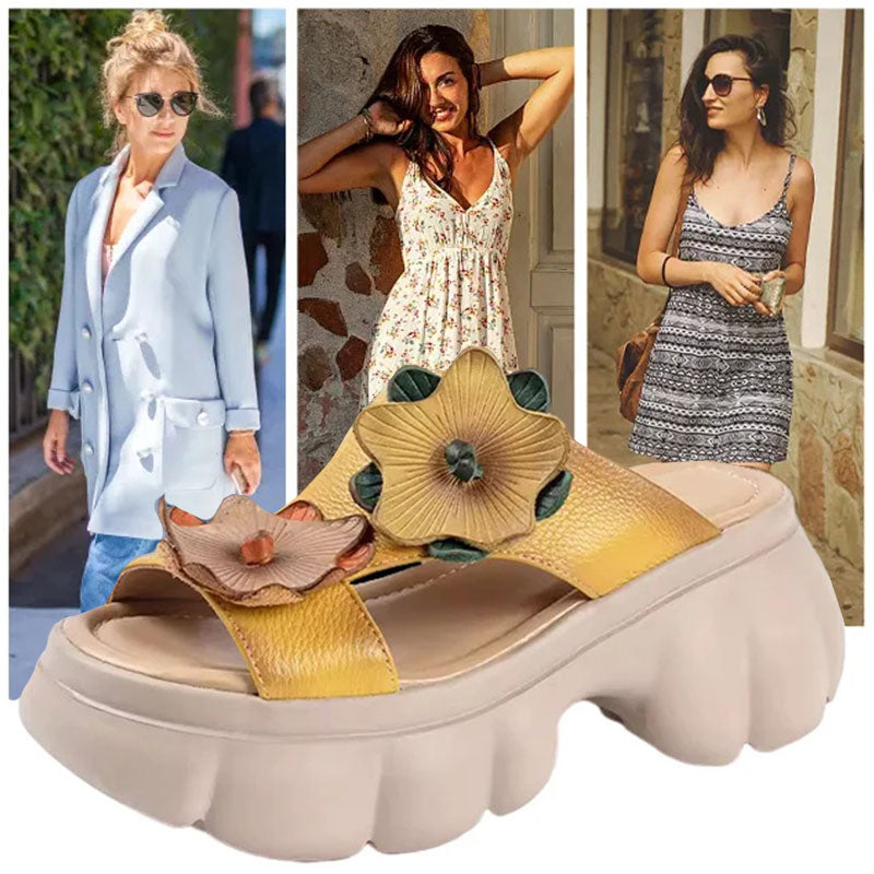 Flower Decor Women's Thick Sole Slide Sandals☁️👡