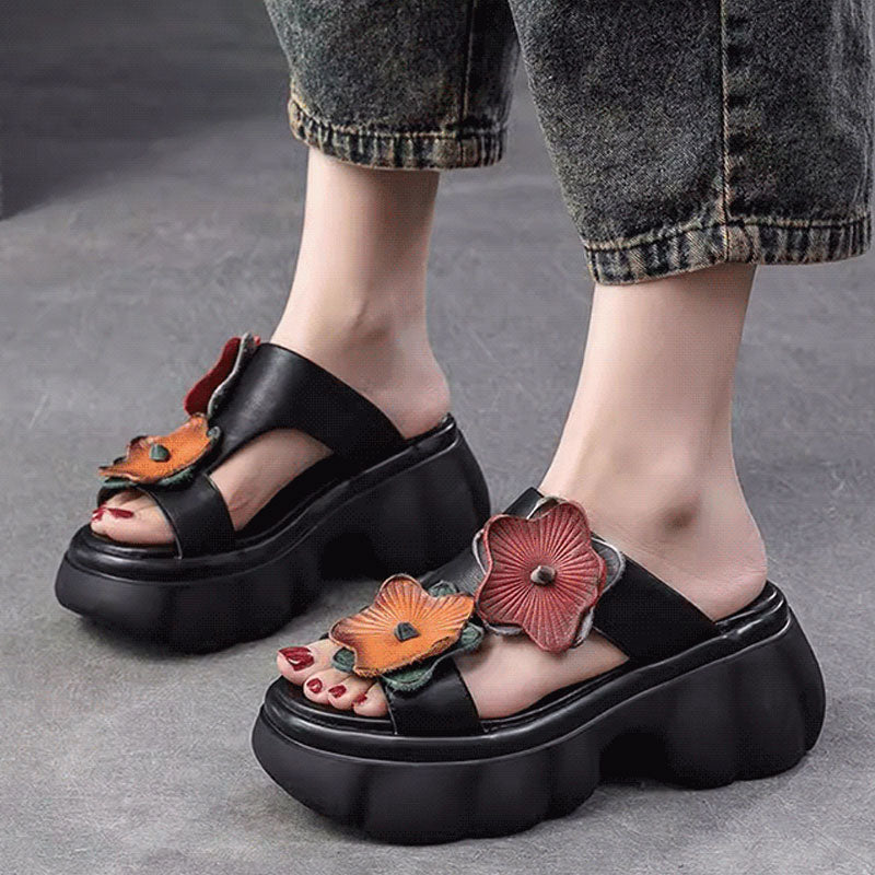 Flower Decor Women's Thick Sole Slide Sandals☁️👡